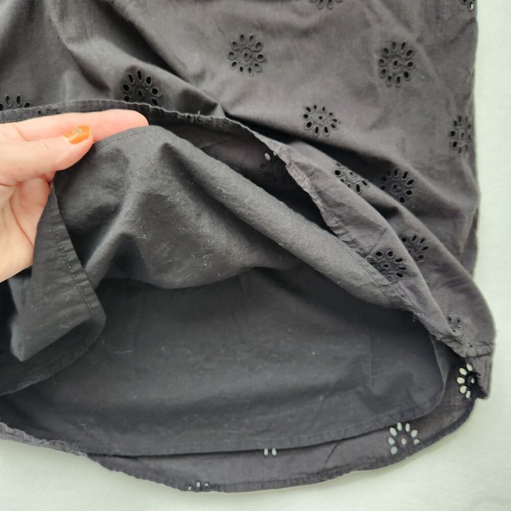 Vineyard Vines Black Sleeveless Eyelet Cotton Shirt Dress Feminine Preppy Cute - Picture 7 of 11